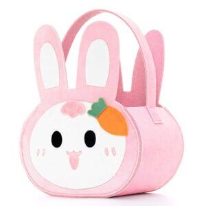 Easter Bunny Basket - Rabbit Bucket Tote for Easter Egg Hunts